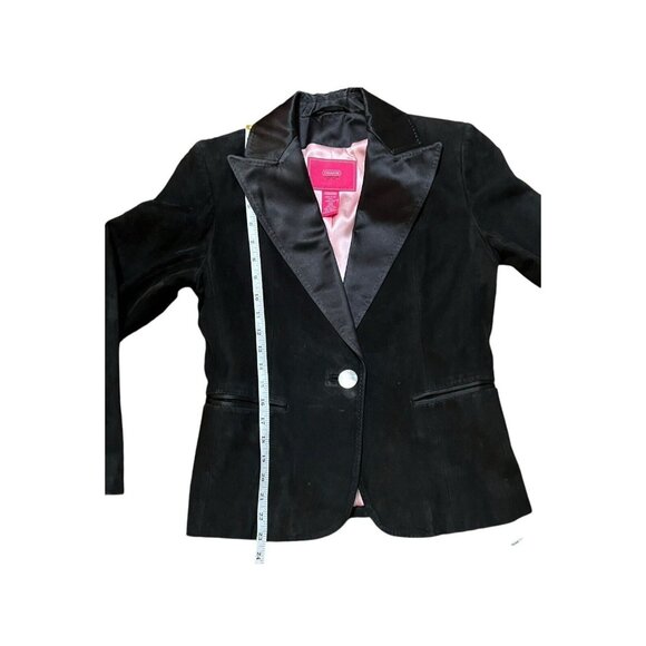 Coach 1941 Lambskin Suede Silk Lining Tuxedo Style Women's Blazer Jacket Size 8 - Picture 9 of 12